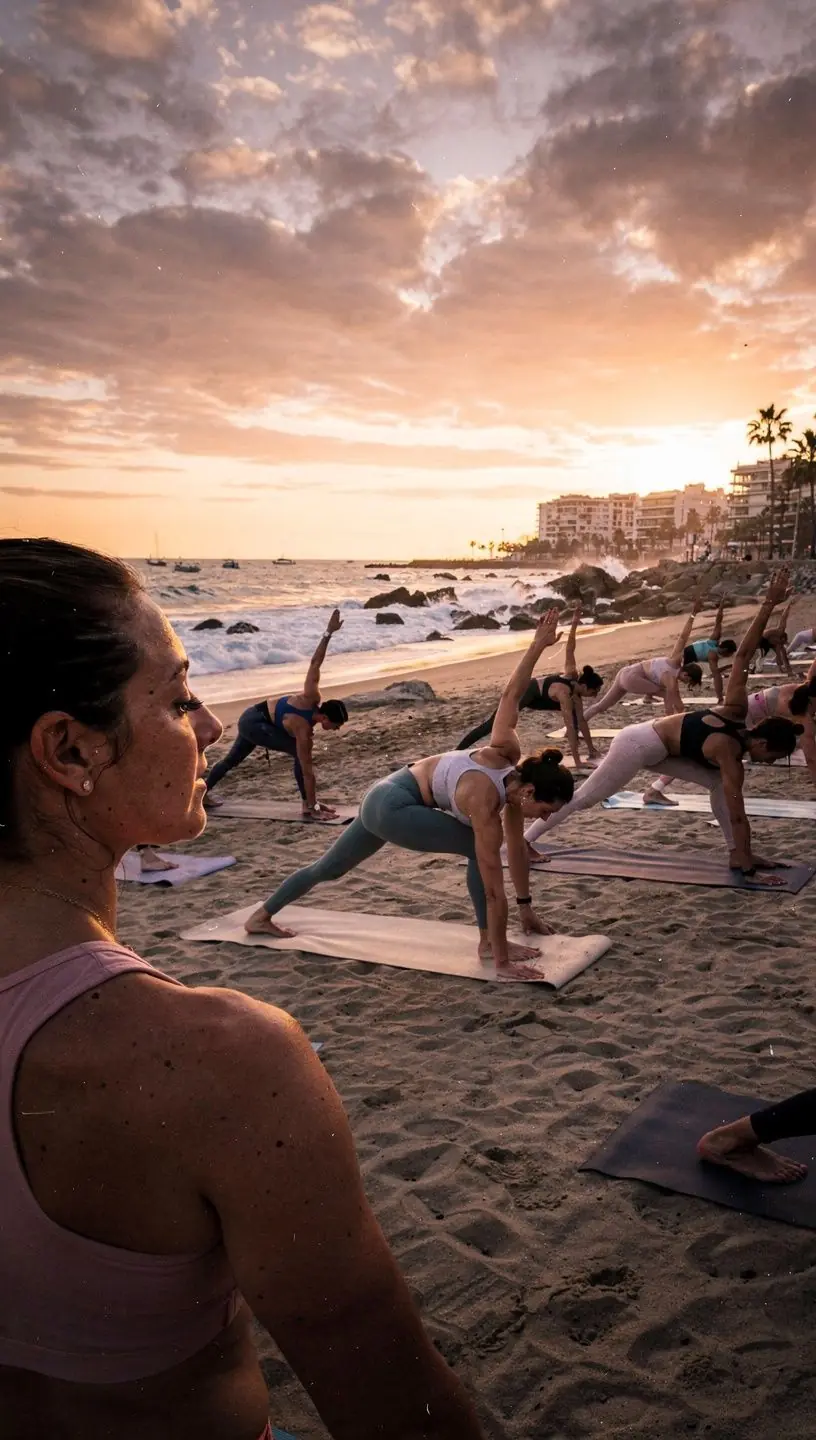 Un entrenador guiando a un deportista en una sesión de yoga, enfatizando la mejora del rendimiento deportivo.